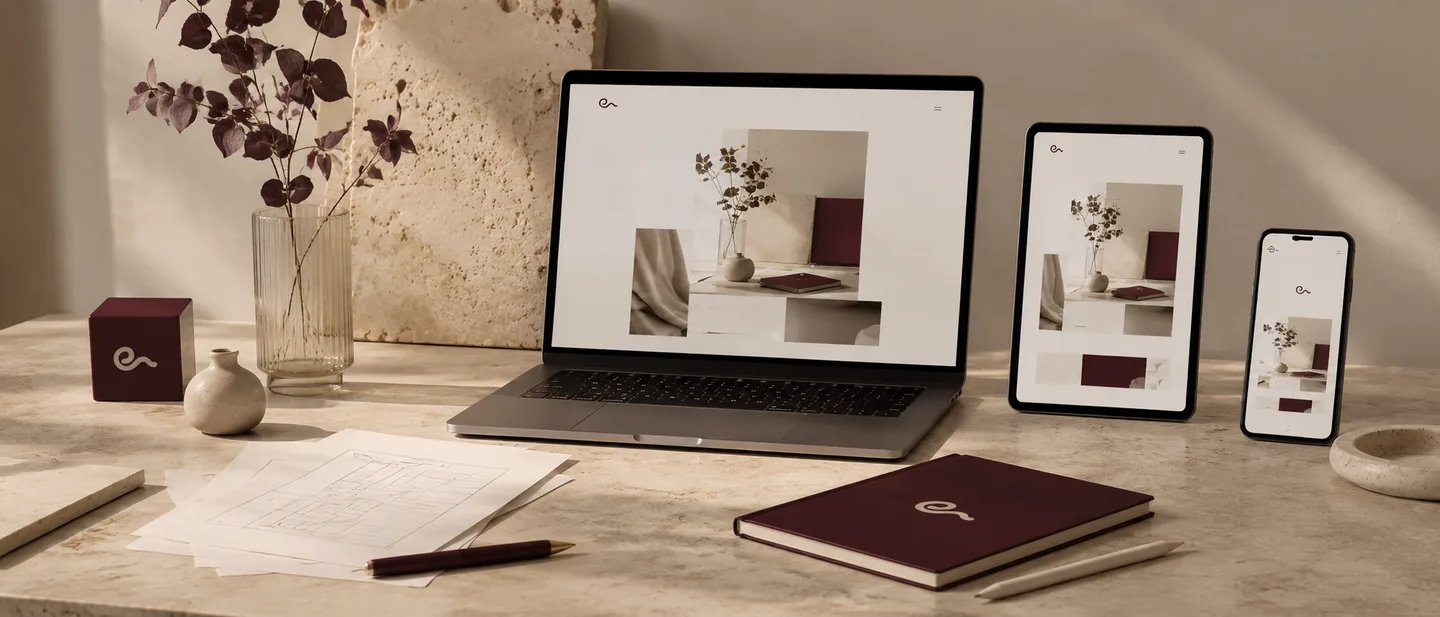 Proyecto de diseño web publicado, visto en escritorio, tableta y móvil